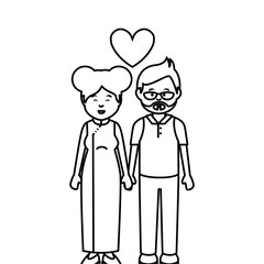 cute lovers couple ethnicity vector illustration design