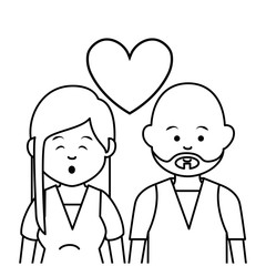 cute lovers couple ethnicity vector illustration design