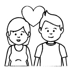 cute lovers couple ethnicity vector illustration design