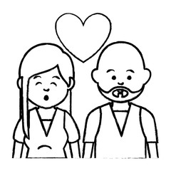 cute lovers couple ethnicity vector illustration design