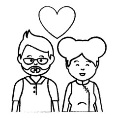 Fototapeta na wymiar cute lovers couple ethnicity vector illustration design