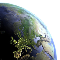 Fototapeta premium Europe on realistic model of Earth