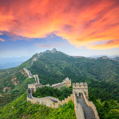 majestic Great Wall of China at sunset