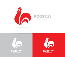 Vector of red fire rooster and cock logo combination. Unique bird and cockerel design element for new year 2017 greeting cards © Lifeking