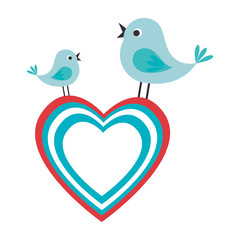 cute birds couple icon vector illustration design