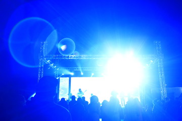 Stage lighting effect in the dark, fuzzy figure