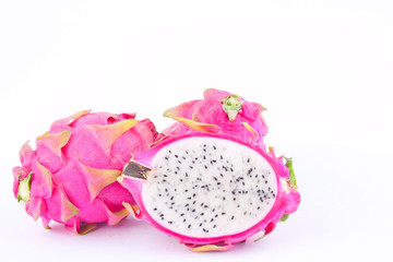 dragon fruit (dragonfruit) or pitaya on white background healthy dragonfruit organic  food...