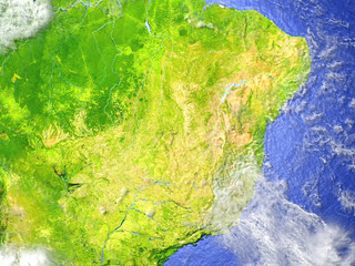 West of South America on realistic model of Earth