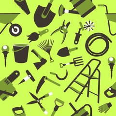 Garden tools seamless pattern