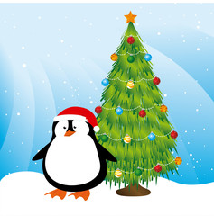 Merry christmas design over blue background, vector illustration