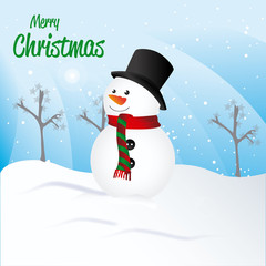 Merry christmas design over landscape background, vector illustration