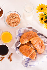 Breakfast with croissants.