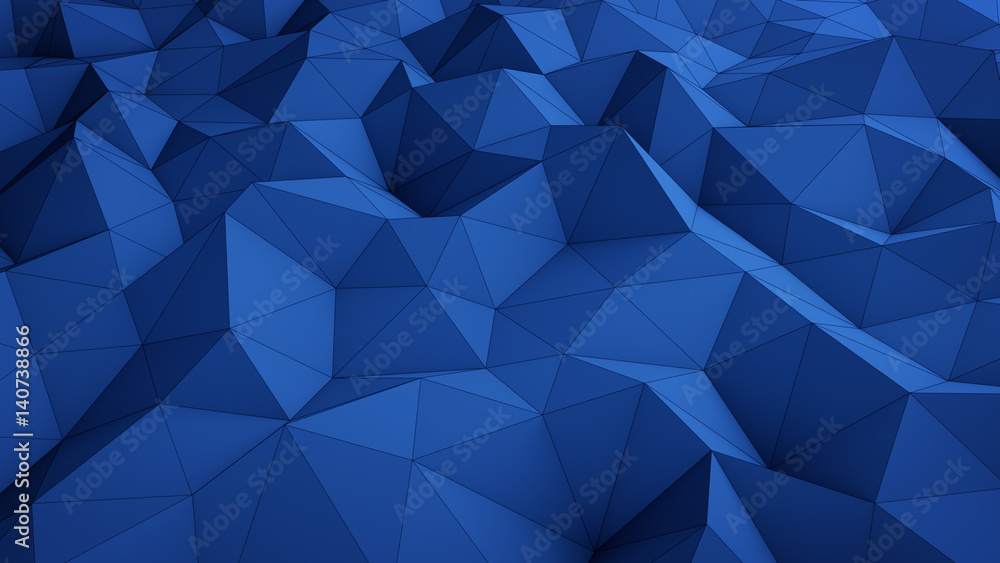 Poster wavy blue low poly surface abstract 3d rendering