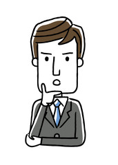 男性ビジネスマン：考える、疑問