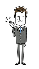 男性ビジネスマン：OKサイン