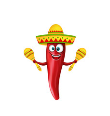Festive Smiling Chili Pepper with Maracas