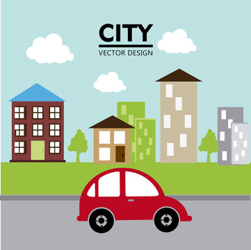 City design over cityscape background, vector illustration © Gstudio