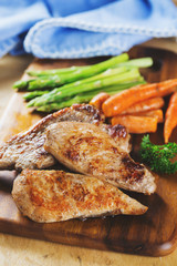 grilled chicken steak with asparagus and carrot