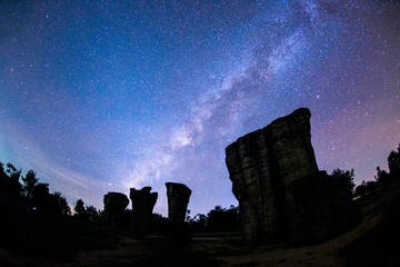 Milky way with National Park Mo Hin Khao.