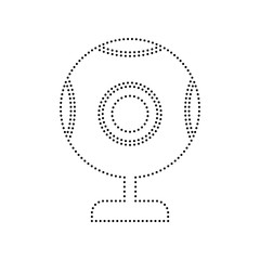 Chat web camera sign. Vector. Black dotted icon on white background. Isolated.