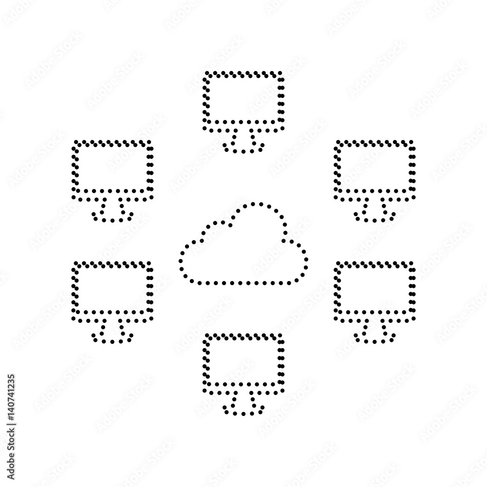 Poster computers network sign. vector. black dotted icon on white background. isolated.