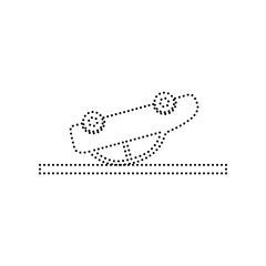 Crashed Car sign. Vector. Black dotted icon on white background. Isolated.