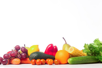 vegetables and fruits. Bright tasty fresh food