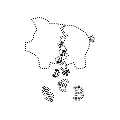 Pig money bank sign. Vector. Black dotted icon on white background. Isolated.