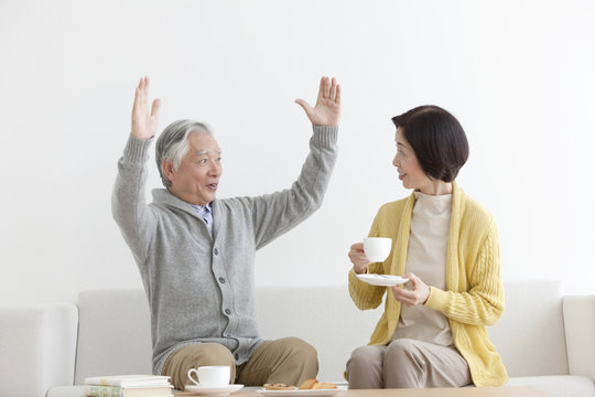Senior couple talking