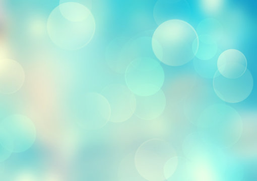 Abstract Blurred Bokeh Blue Cyan Background.