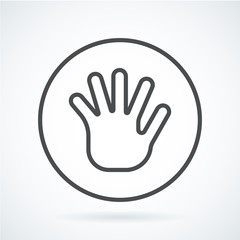 Black flat icon gesture hand of a human greeting palm