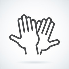 Fototapeta na wymiar Black flat icon gesture hand of human high five, greeting