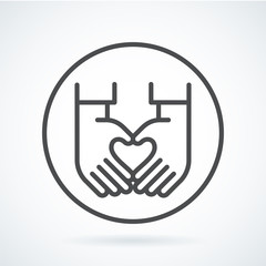 Black flat icon gesture hand of a human heart