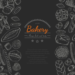 Vertical seamless background with various bakery products