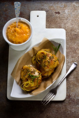 Grilled chicken with mashed sweet potatoes