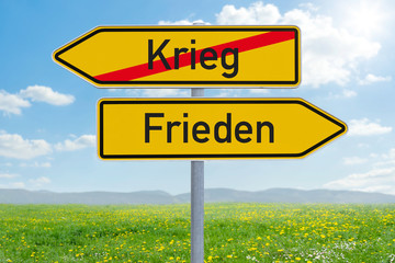 Pfeilwegweiser - Krieg oder Frieden