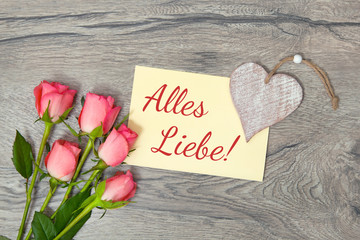 Rosen und Karte: Alles Liebe!