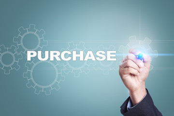 Businessman drawing on virtual screen. purchase concept.