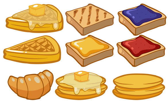 Different types of bread for breakfast