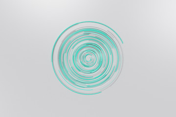 White concentric spiral with blue glowing elements on white background