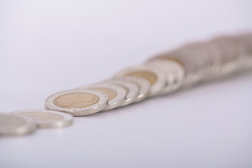 Stack of coins, on white background