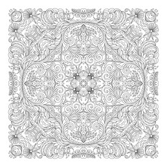Vector floral pattern. Coloring book page for adult. square form