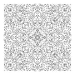 Fototapeta premium Vector floral pattern. Coloring book page for adult. square form