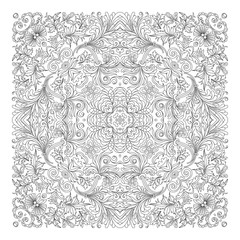 Vector floral pattern. Coloring book page for adult. square form
