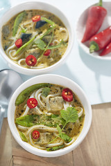 Aubergine laksa soup