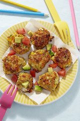 Corn pepper avocado fritters for kids