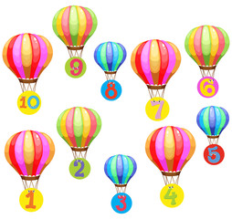 Naklejka premium Counting numbers on colorful balloons