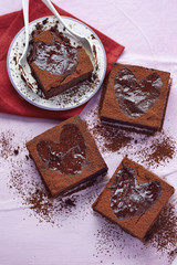 Valentine heart shaped brownies