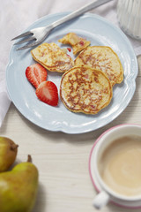 Strawberry and pear pancakes