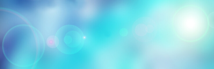 Hintergrund, Banner - Farbverlauf Blau Türkis Weiss mit Blendeneffekt - Blurred, lens flares
